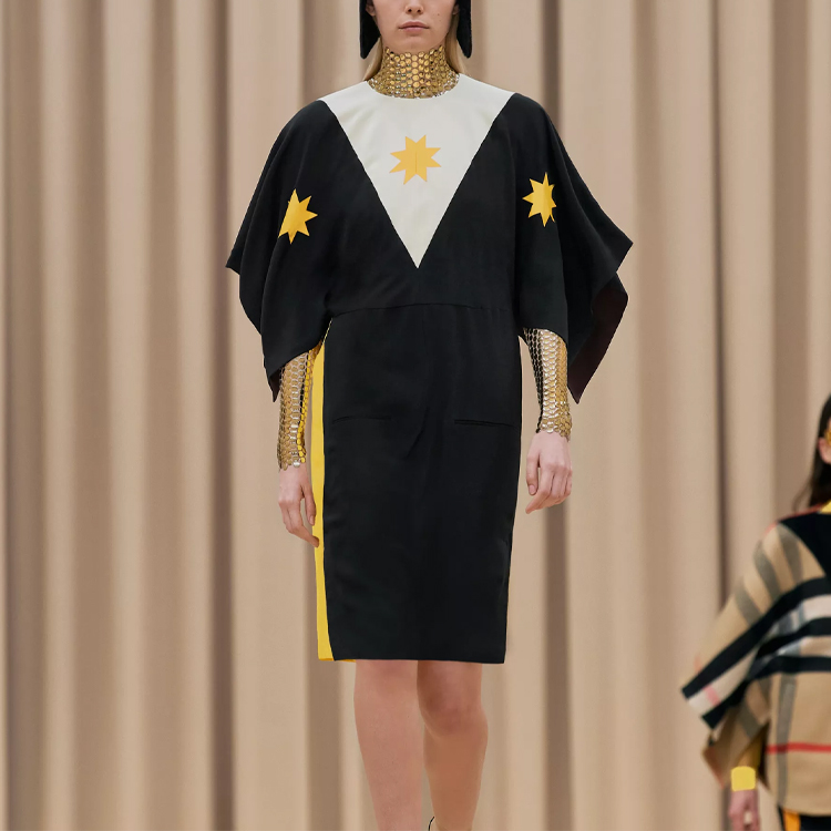 (Women) Burberry Geometric Print Silk Crepe Short Sleeve Dress. 80467321 圖 4