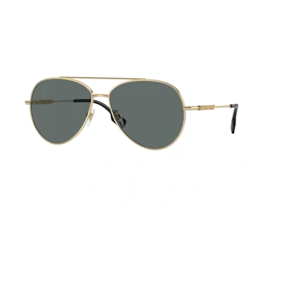 (Women) Burberry Gold Metal Aviator Sunglasses for Women. 0BE3147-110981