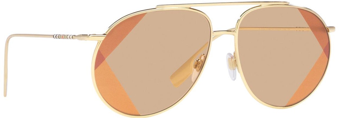 (W) Kacamata Aviator Wanita Burberry Gold Metal dengan Detail Garis. BE3138110993 Order (W) Kacamata Aviator Wanita Burberry Gold Metal dengan Detail Garis. BE3138110993