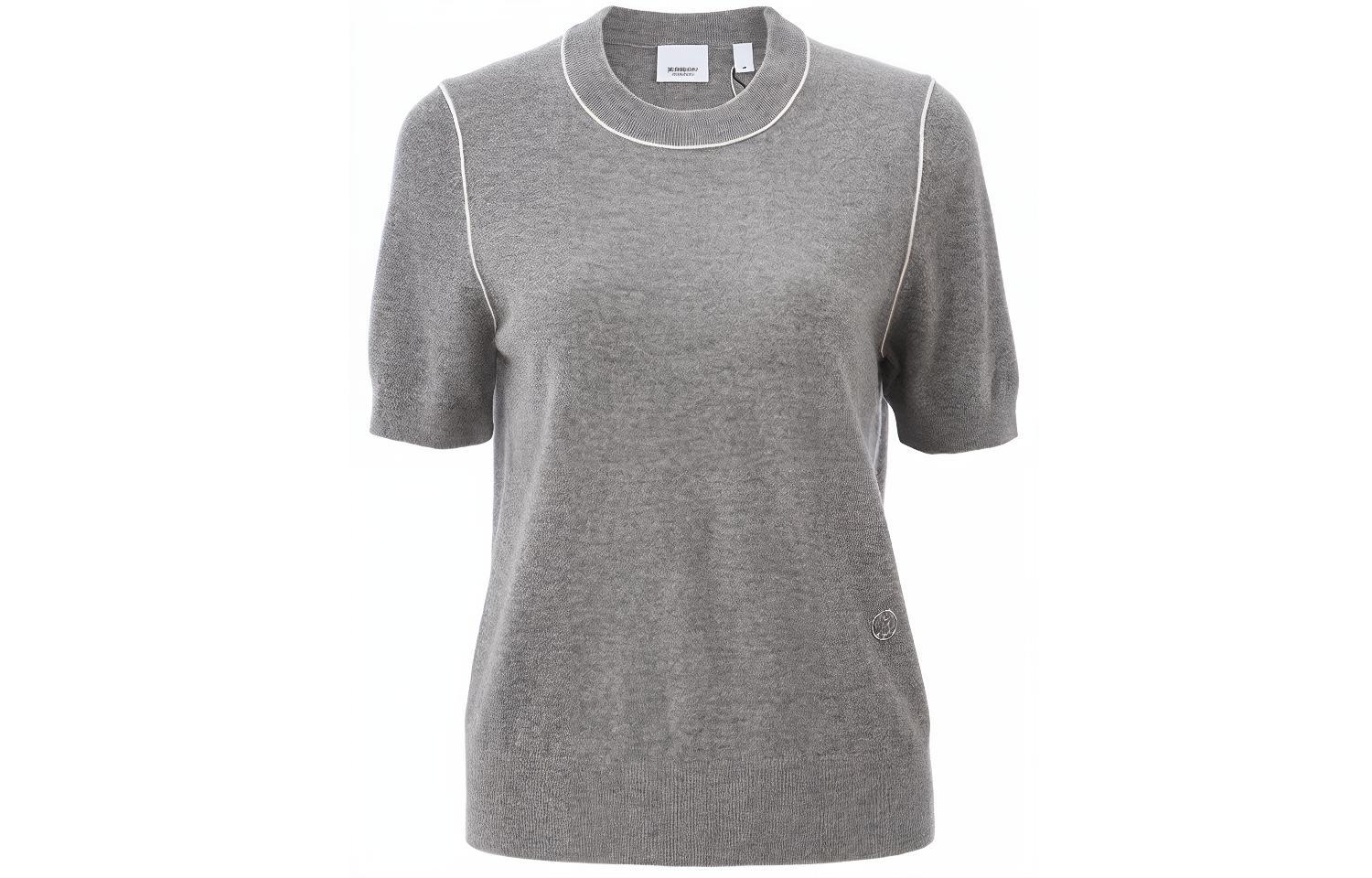 (Women) Burberry Gray Cashmere Knit Crew Neck Tee - Perfect Gift Choice 80294421 圖 2