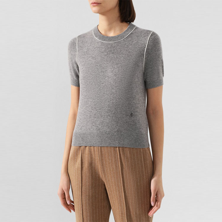 (Women) Burberry Gray Cashmere Knit Crew Neck Tee - Perfect Gift Choice 80294421 圖 4
