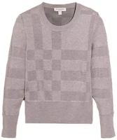 (Women) Burberry Gray Knit Check Crewneck Sweater 40123681 (Women) Burberry Gray Knit Check Crewneck Sweater 40123681