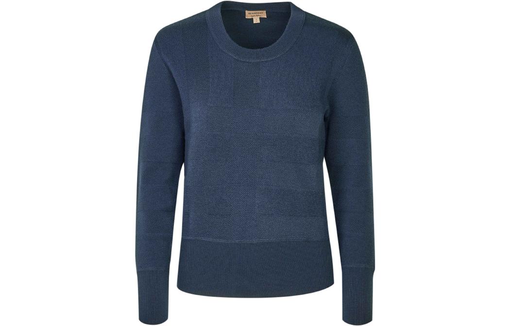 (Women) Burberry Gray Knit Check Crewneck Sweater 40123681 圖 2