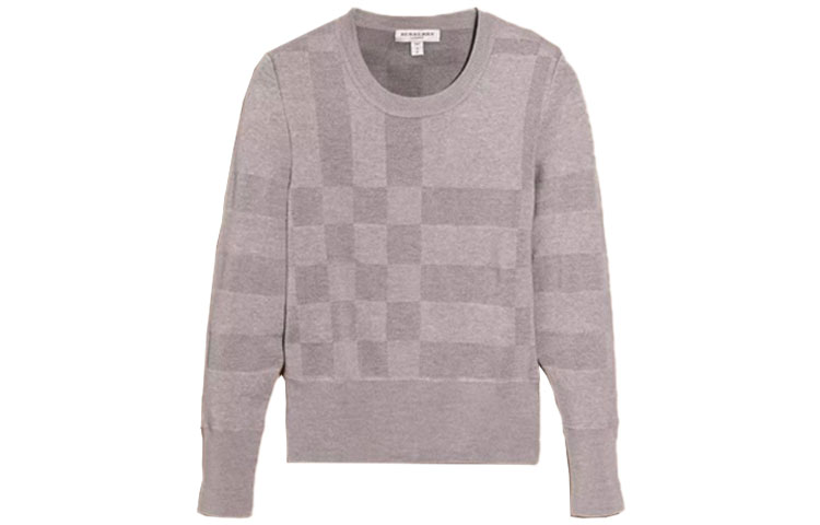 (Women) Burberry Gray Knit Check Crewneck Sweater 40123681 圖 5