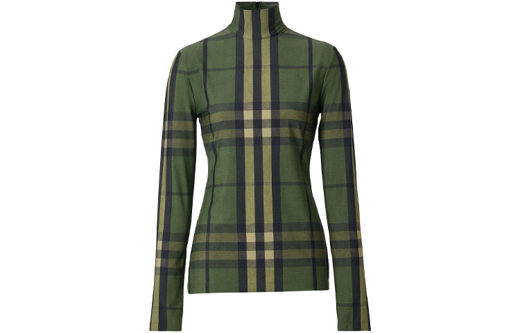 (Women) Burberry Green Checkered Jacquard T-Shirt 80411341
