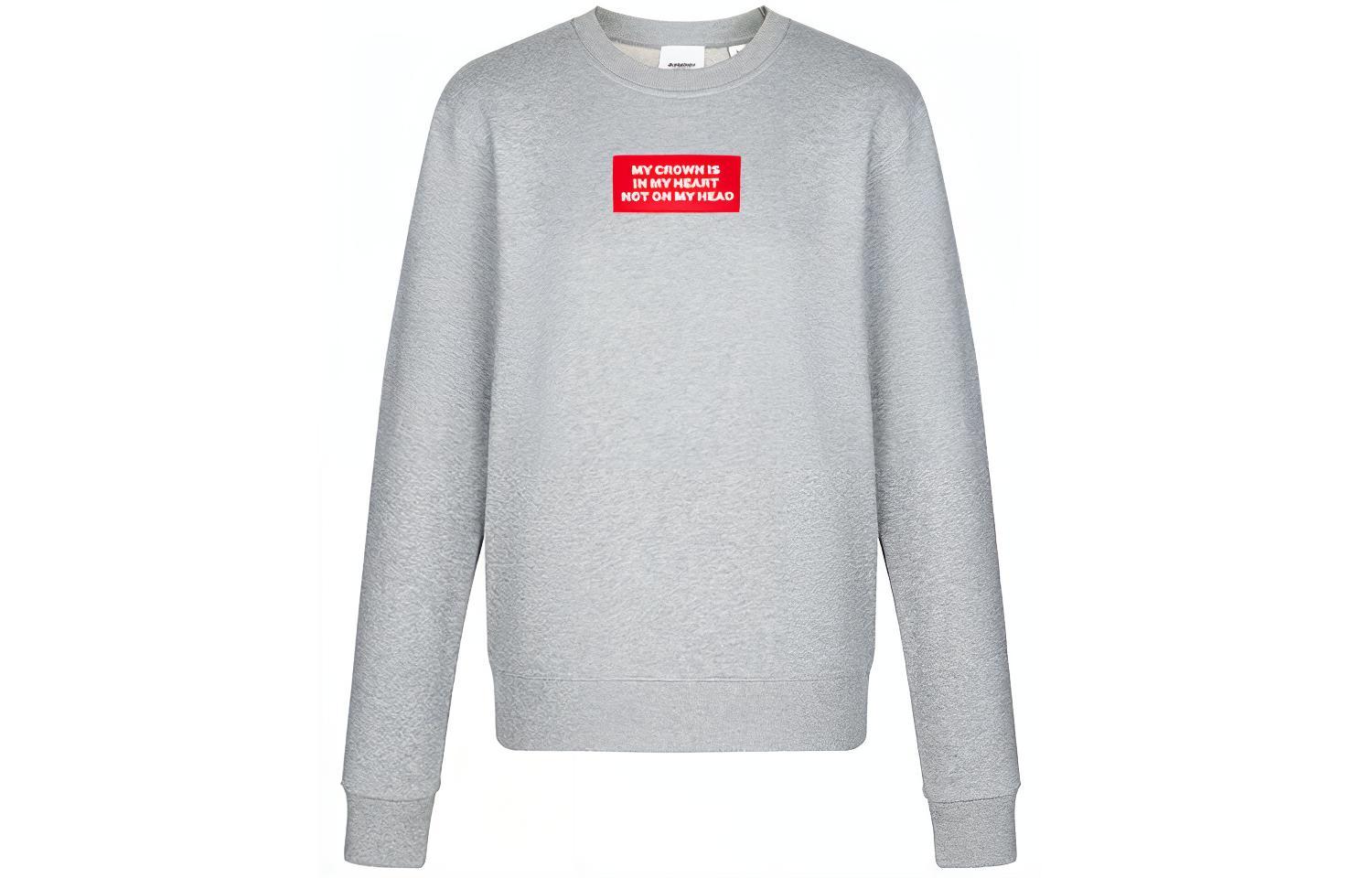 (Women) Burberry Grey Crewneck Sweatshirt with Slogan Print 80171561