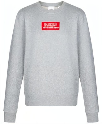 (W) 博柏利灰色口号印花圆领卫衣 80171561 Buy (W) 博柏利灰色口号印花圆领卫衣 80171561