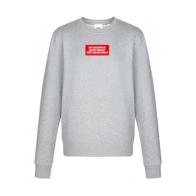 (Women) Burberry Grey Crewneck Sweatshirt with Slogan Print 80171561