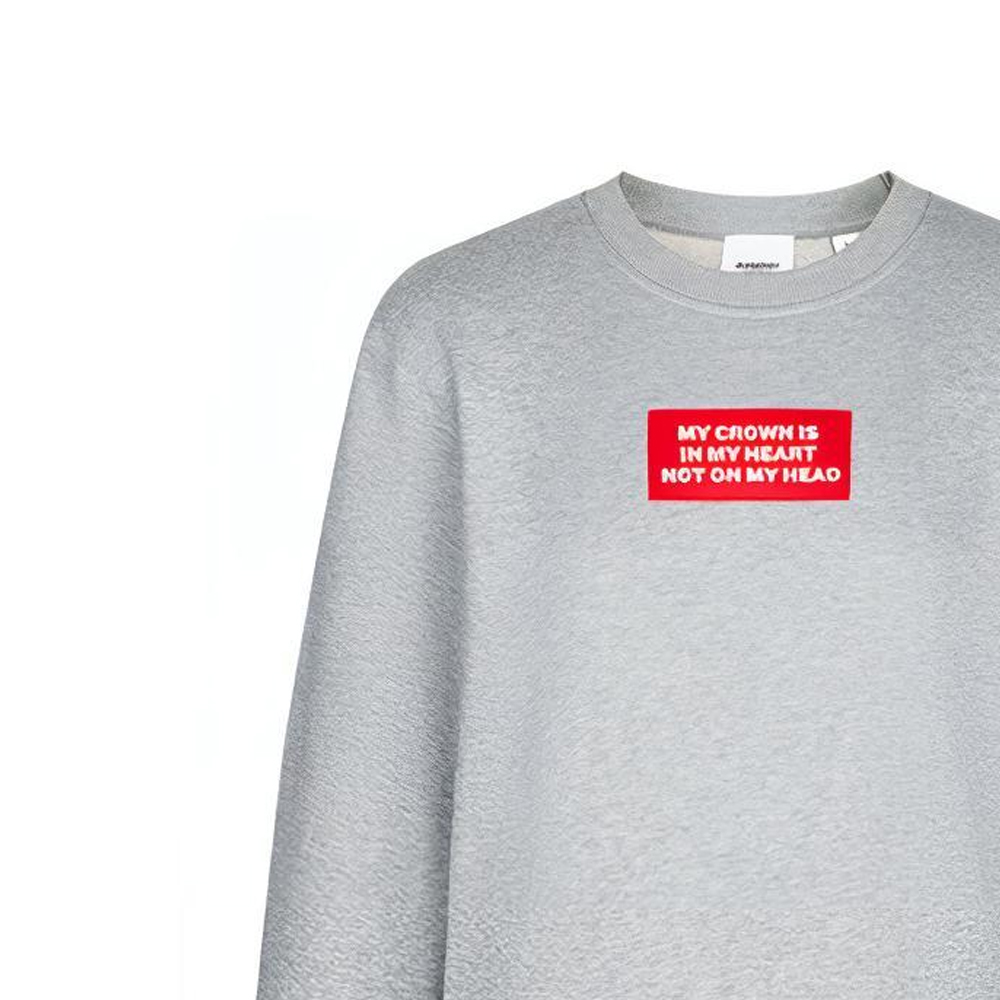 Details for (W) 博柏利灰色口号印花圆领卫衣 80171561