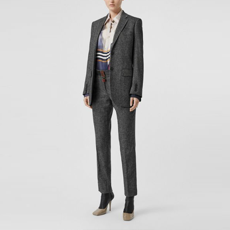 (Women) Burberry Grey Solid Straight-Cut Blended Suit Pants 80142241 圖 3