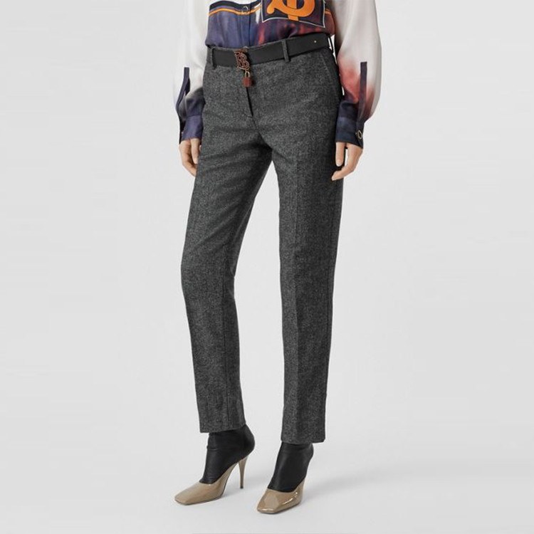 (Women) Burberry Grey Solid Straight-Cut Blended Suit Pants 80142241 圖 5
