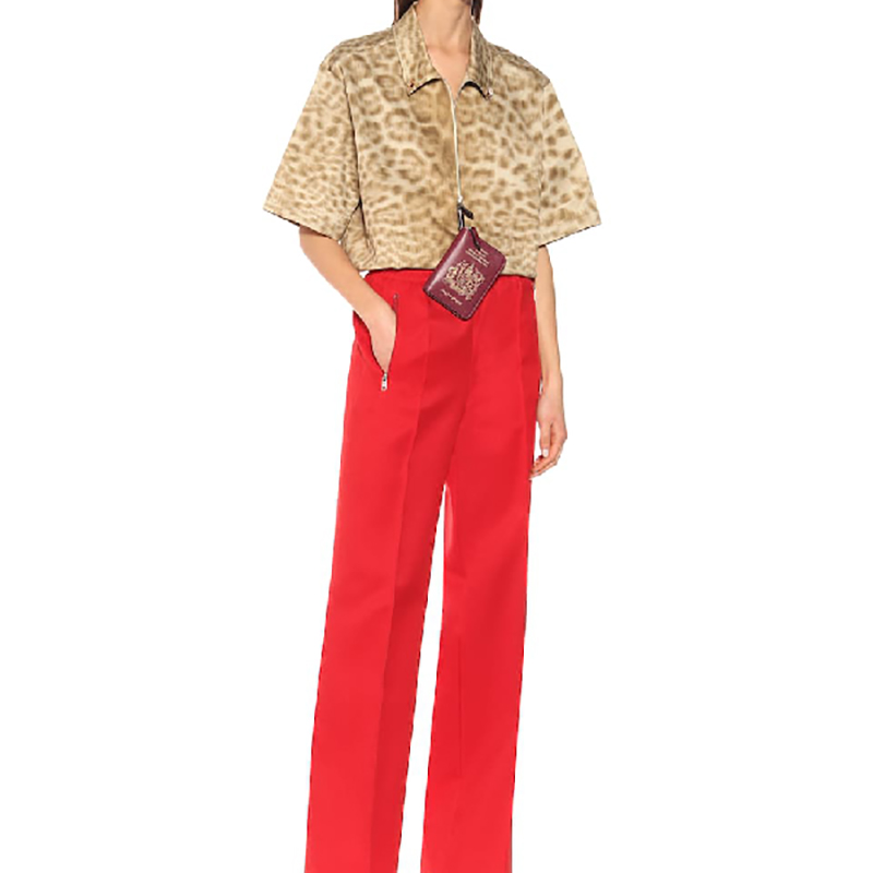 (Women) Burberry Half-Zip Pullover Cotton Leopard Print Shirt Beige 45605151 圖 4