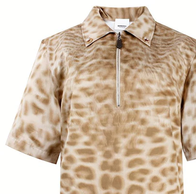 (Women) Burberry Half-Zip Pullover Cotton Leopard Print Shirt Beige 45605151 Purchase (Women) Burberry Half-Zip Pullover Cotton Leopard Print Shirt Beige 45605151