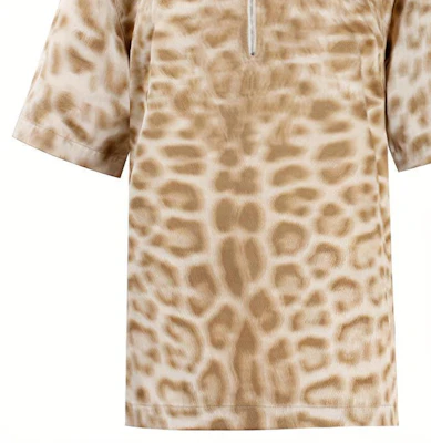(Women) Burberry Half-Zip Pullover Cotton Leopard Print Shirt Beige 45605151 Details for (Women) Burberry Half-Zip Pullover Cotton Leopard Print Shirt Beige 45605151