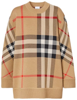 (W) Burberry Heritage Beige Check Jacquard Wool Sweater Beige klasik. 80391521 Order (W) Burberry Heritage Beige Check Jacquard Wool Sweater Beige klasik. 80391521