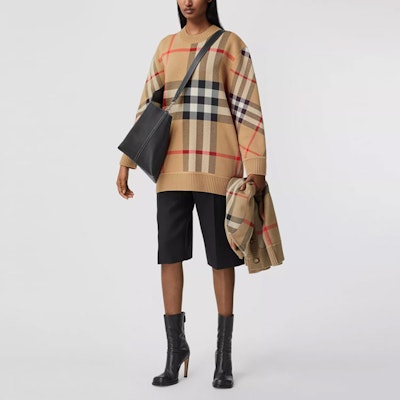 (W) Burberry Heritage Beige Check Jacquard Wool Sweater Beige klasik. 80391521 Purchase (W) Burberry Heritage Beige Check Jacquard Wool Sweater Beige klasik. 80391521