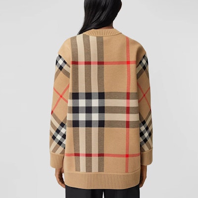 (W) Burberry Heritage Beige Check Jacquard Wool Sweater Beige klasik. 80391521 Sizing (W) Burberry Heritage Beige Check Jacquard Wool Sweater Beige klasik. 80391521