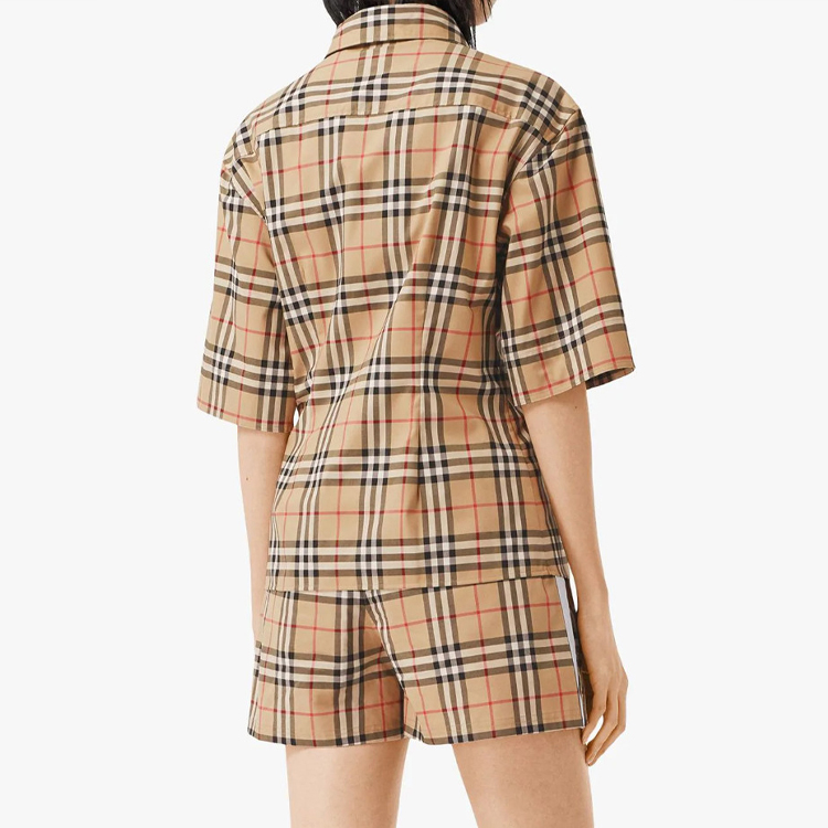 (Women) Burberry Heritage Check Fitted Short-Sleeve Shirt Beige 80258231 圖 4