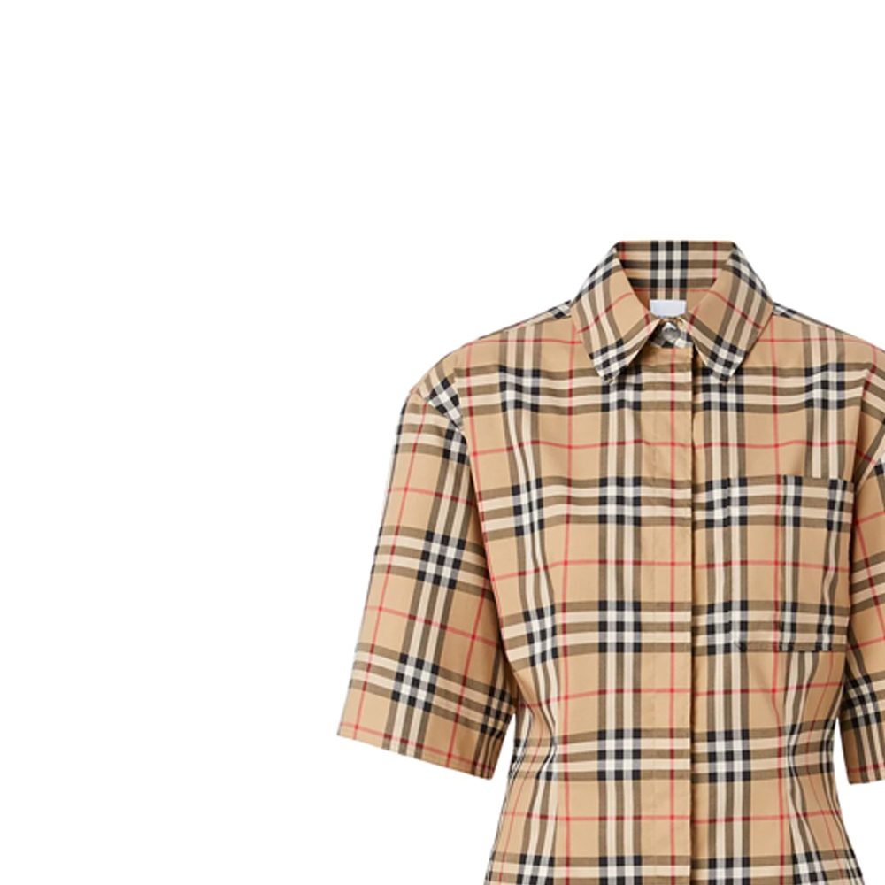 (Women) Burberry Heritage Check Fitted Short-Sleeve Shirt Beige 80258231 圖 6