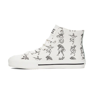 (W) Burberry High-Top Canvas 'Mythical Alphabet White'