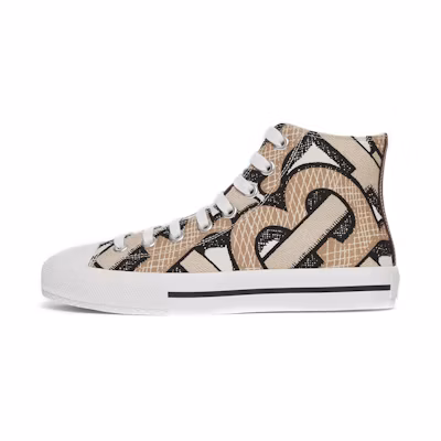 (W) Burberry High-Top Canvas Sneakers 'Beige'