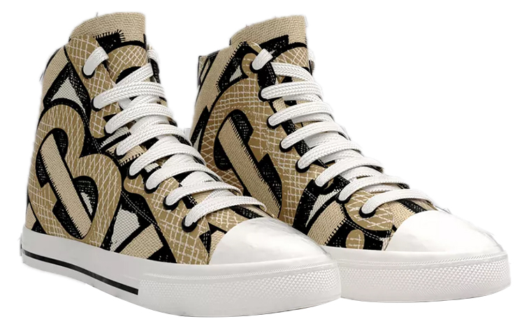 (W) Burberry High-Top Canvas Sneakers 'Beige' 圖 2