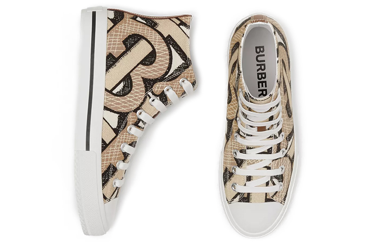 (W) Burberry High-Top Canvas Sneakers 'Beige' 圖 3