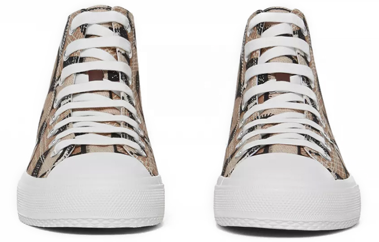 (W) Burberry High-Top Canvas Sneakers 'Beige' 圖 4
