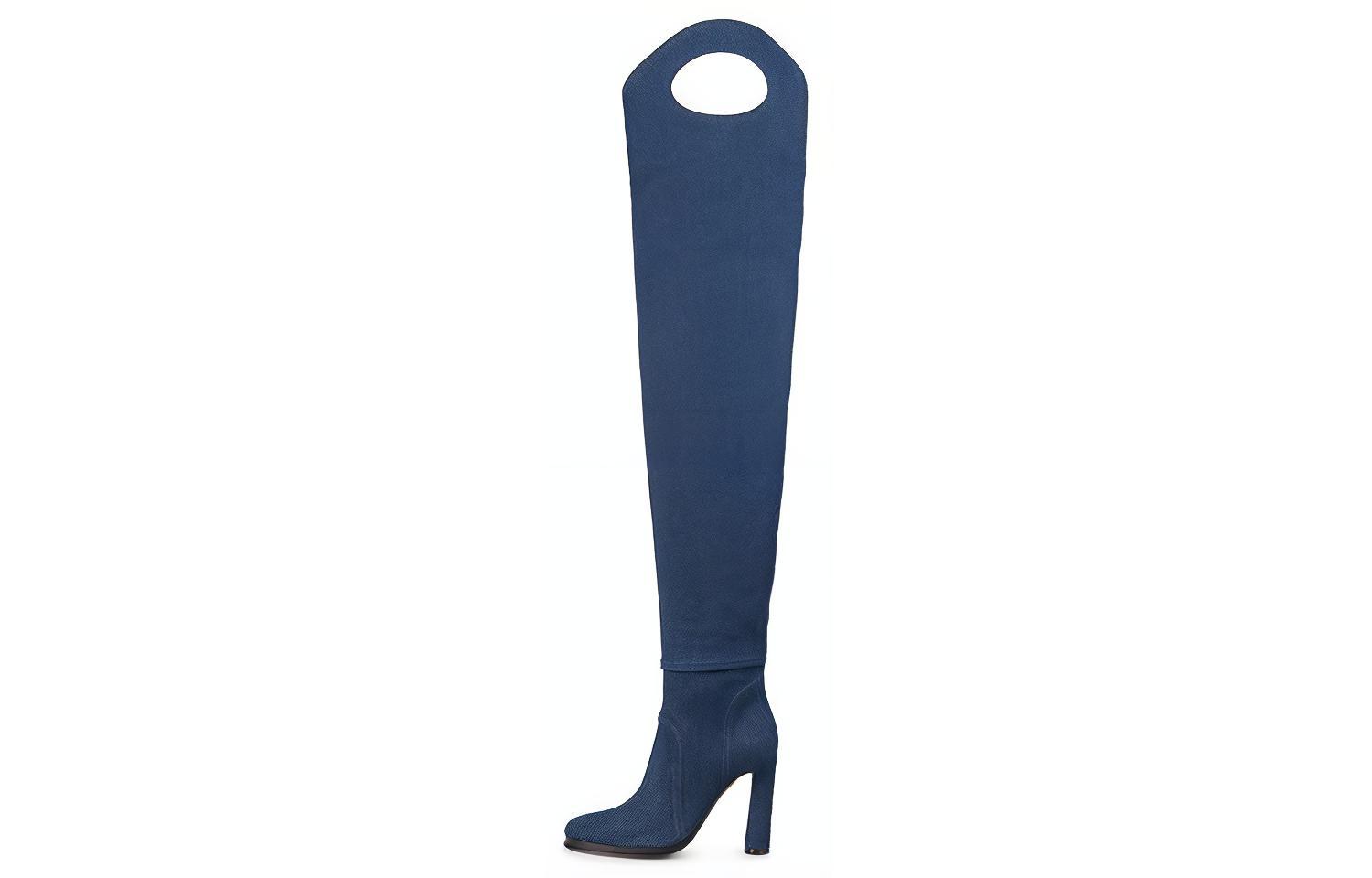 (W) Burberry High-Top Casual Over-The-Knee Boots 'Denim Blue'