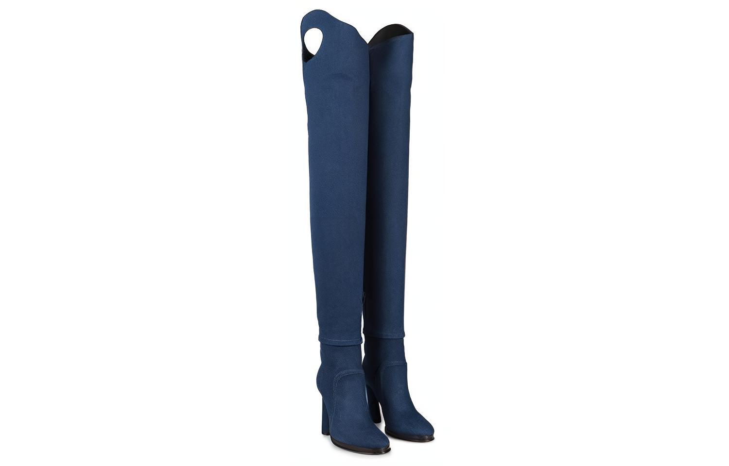(W) Burberry High-Top Casual Over-The-Knee Boots 'Denim Blue' 圖 4