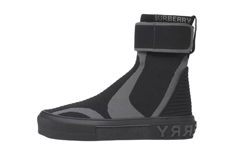 (W) Burberry High-Top Knit Elastic Nylon Sneaker 'Black'