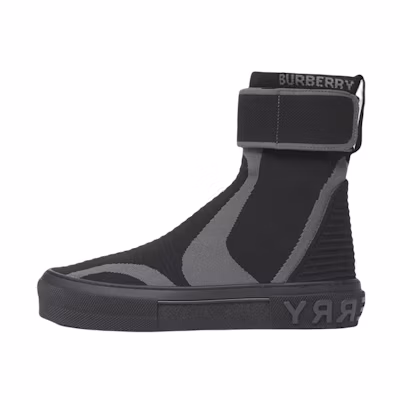 (W) Burberry High-Top Knit Elastic Nylon Sneaker 'Black'