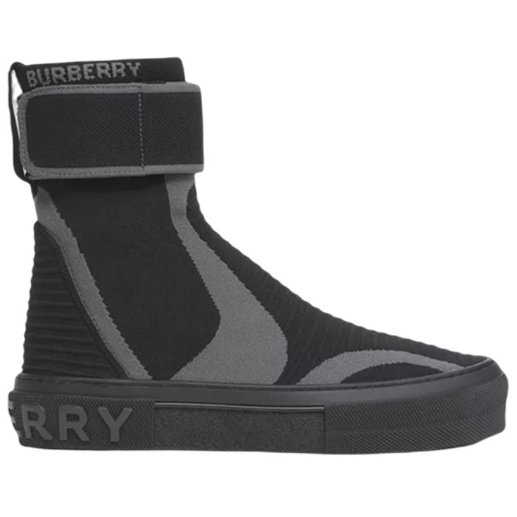 (W) Burberry High-Top Knit Elastic Nylon Sneaker 'Black' 圖 2