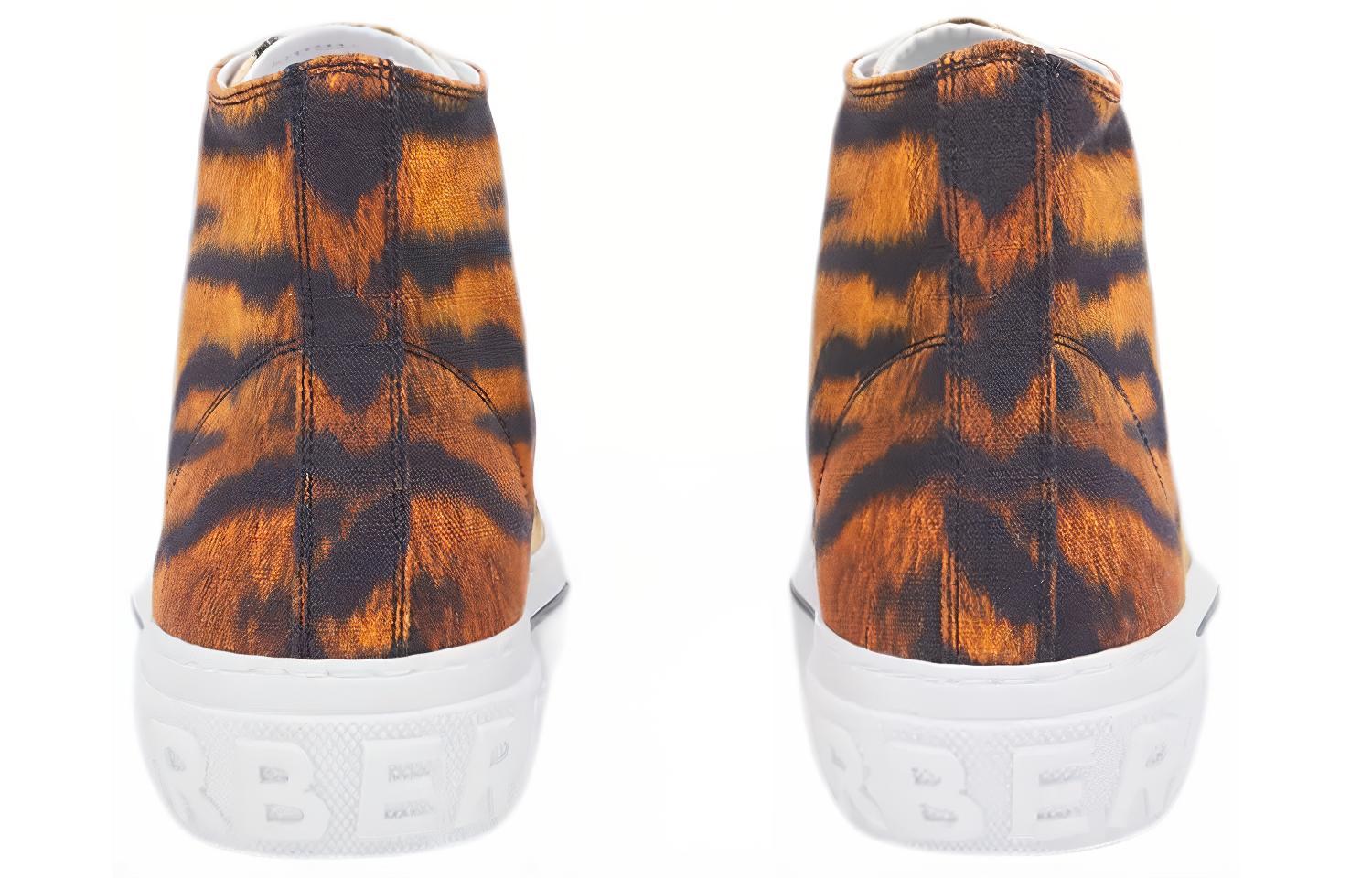 Purchase Burberry 巴寶莉 虎年系列 虎紋印花棉質 高幫運動時尚板鞋 女款 棕黃色