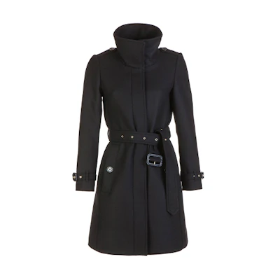 (Women) Burberry High-Waisted Zipper Long Sleeve Trench Coat Black 40171301