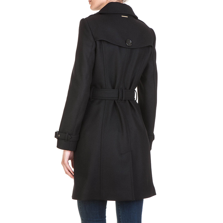 Shop (W) Abrigo Negro Largo con Cremallera y Cintura Alta de Manga Larga de Burberry. 40171301