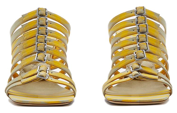 Lookbook 博柏利 棉質高跟舒適一字拖鞋 10.5公分 女款 獵人黃