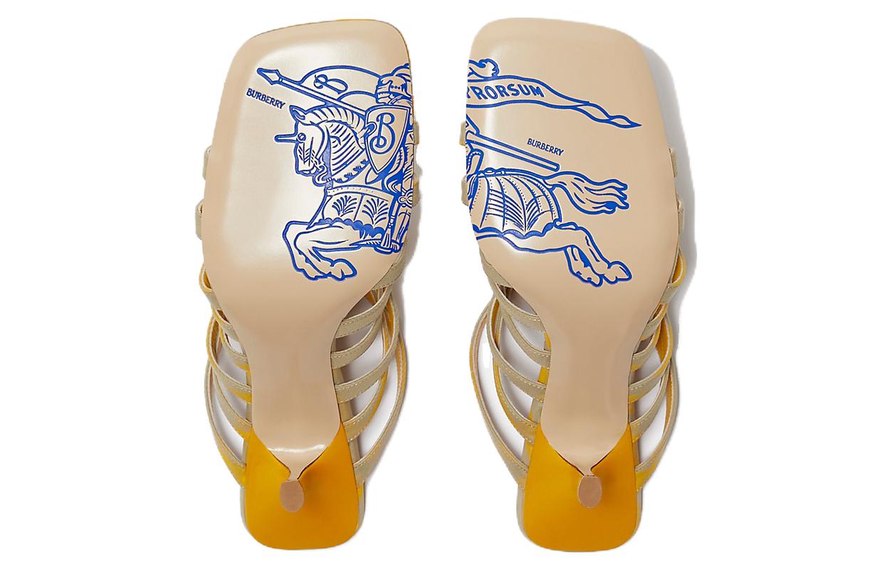 Shop 博柏利 棉質高跟舒適一字拖鞋 10.5公分 女款 獵人黃