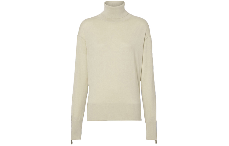 (Women) Burberry High Neck Merino Wool Silk Sweater in Off-White 80191881