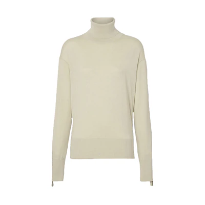 (Women) Burberry High Neck Merino Wool Silk Sweater in Off-White 80191881