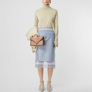 (W) 博柏利高领美利奴羊毛丝质白色毛衣 80191881 Lookbook (W) 博柏利高领美利奴羊毛丝质白色毛衣 80191881