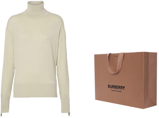 (W) Burberry Baju Sejuk Leher Tinggi Merino Wool Silk Warna Putih Krim. 80191881 Sizing (W) Burberry Baju Sejuk Leher Tinggi Merino Wool Silk Warna Putih Krim. 80191881