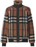 (Women) Burberry High Neck Wool-Blend Check Jacket Birch Brown. 80444121 (Women) Burberry High Neck Wool-Blend Check Jacket Birch Brown. 80444121