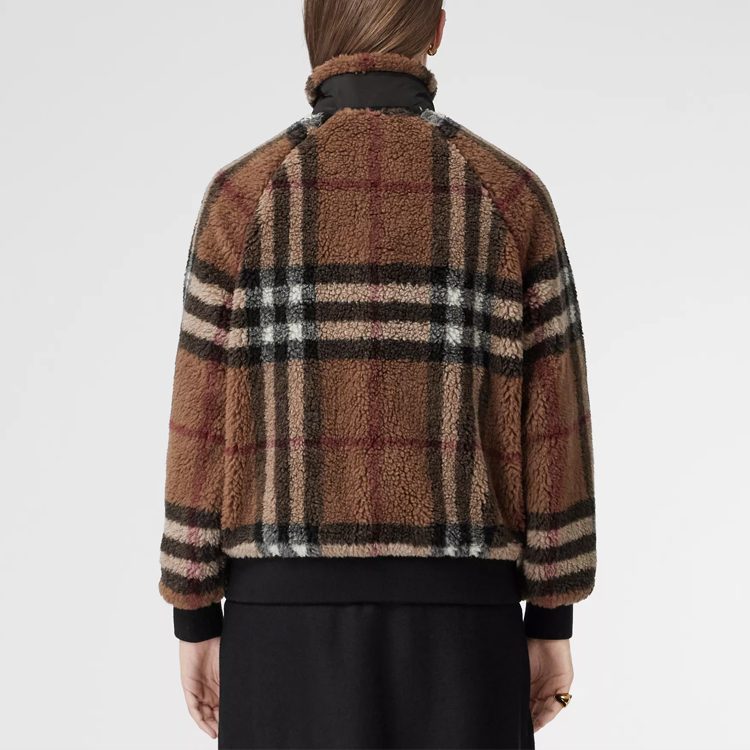 (Women) Burberry High Neck Wool-Blend Check Jacket Birch Brown. 80444121 圖 4