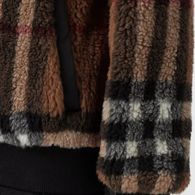 (W) Burberry Jaket Wol Check Kerah Tinggi Coklat Birch. 80444121 Details for (W) Burberry Jaket Wol Check Kerah Tinggi Coklat Birch. 80444121