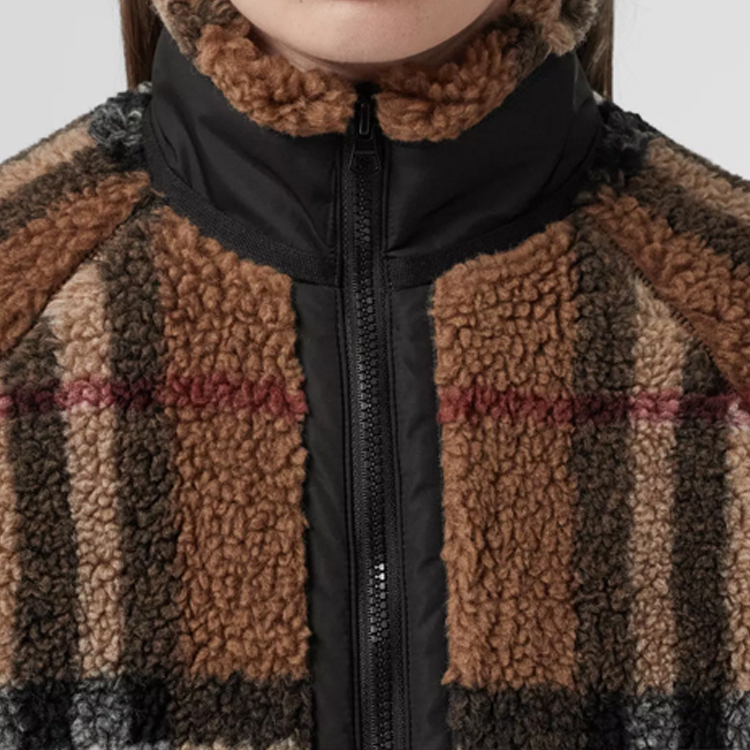 (Women) Burberry High Neck Wool-Blend Check Jacket Birch Brown. 80444121 圖 7