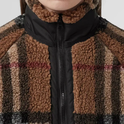 (W) Burberry Jaket Wol Check Kerah Tinggi Coklat Birch. 80444121 Sizing (W) Burberry Jaket Wol Check Kerah Tinggi Coklat Birch. 80444121