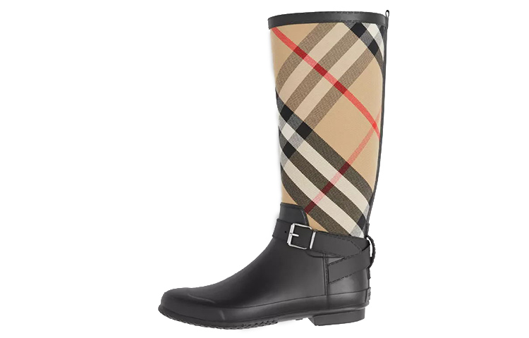 (W) Burberry High-Top Boot 'Checkered Fashion Versatile Black'