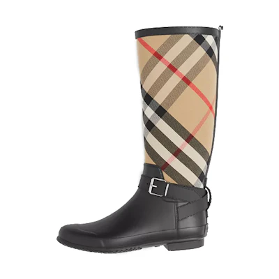 (W) Burberry High-Top Boot 'Checkered Fashion Versatile Black'