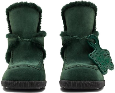 博柏利 高地绒面方头套脚高跟包头拖鞋 9厘米 女款 绿色 Lookbook 博柏利 高地绒面方头套脚高跟包头拖鞋 9厘米 女款 绿色